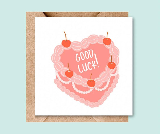 Good Luck! Heart Cake Card