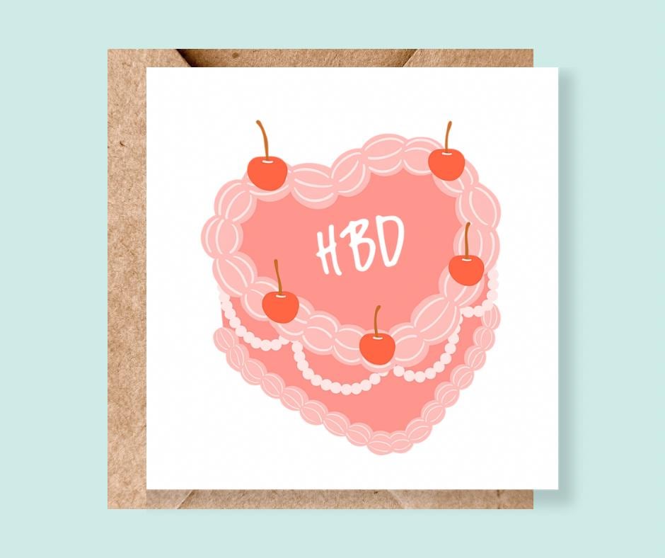 Heart Cake Happy Birthday Card | PERSONALISE ME!